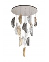 Thalia Pendant 5M, 21 x G9, Polished Chrome/Clear & Amber & Smoked Glass