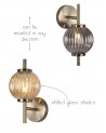 Arianna Wall Lamp, 1 x G9, Antique Brass/Smoked Glass