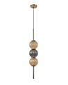 Arianna Pendant, 3 x G9, Antique Brass/Smoked & Amber Glass