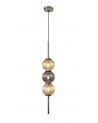 Arianna Pendant, 3 x G9, Antique Brass/Smoked & Amber Glass