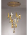 Alana Pendant 5M, 21 x G9, Brass/Copper & Cognac Glass
