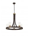 Elsie Pendant 5 Light E27, Brown Oxide/Bronze With Clear Glass Shades