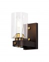 Elsie Wall Lamp 1 Light E27, Brown Oxide/Bronze With Clear Glass Shades