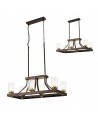 Elsie Linear Pendant 6 Light E27, Brown Oxide/Bronze With Clear Glass Shades