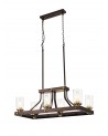 Elsie Linear Pendant 6 Light E27, Brown Oxide/Bronze With Clear Glass Shades