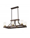 Elsie Linear Pendant 6 Light E27, Brown Oxide/Bronze With Clear Glass Shades