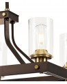 Elsie Linear Pendant 6 Light E27, Brown Oxide/Bronze With Clear Glass Shades