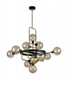 Erica Fixed Pendant, 12 Light G9, Matt Black/Antique Brass/Cognac Glass