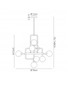 Erica Fixed Pendant, 12 Light G9, Matt Black/Antique Brass/Cognac Glass
