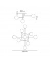 Erica Flush Ceiling, 9 Light G9, Matt Black/Antique Brass/Cognac Glass