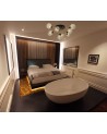 Erica Flush Ceiling, 9 Light G9, Matt Black/Antique Brass/Cognac Glass