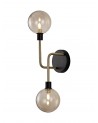 Erica Wall Lamp, 2 Light G9, Matt Black/Antique Brass/Cognac Glass