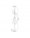 Erica Floor Lamp, 8 Light G9, Matt Black/Antique Brass/Cognac Glass