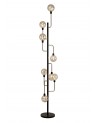 Erica Floor Lamp, 8 Light G9, Matt Black/Antique Brass/Cognac Glass