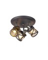 Polly 3 Light Round Spotlight E14, Matt Grey/Polished Chrome/Cognac
