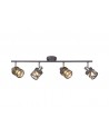 Polly 4 Bar Light Spotlight E14, Matt Grey/Polished Chrome/Cognac