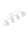 Polly 4 Bar Light Spotlight E14, Matt Grey/Polished Chrome/Cognac