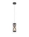 Polly 1 Light Pendant E14, Matt Grey/Polished Chrome/Cognac