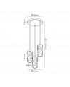 Polly 3 Light Round Pendant E14, Matt Grey/Polished Chrome/Cognac
