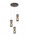 Polly 3 Light Round Pendant E14, Oiled Bronze/Polished Chrome/Amber