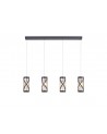 Polly 4 Light Bar Pendant E14, Matt Grey/Polished Chrome/Cognac