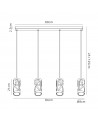 Polly 4 Light Bar Pendant E14, Matt Grey/Polished Chrome/Cognac