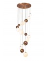 Rosalie Pendant, 16 x G9, Antique Copper/Opal & Copper Glass