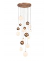 Rosalie Pendant, 16 x G9, Antique Copper/Opal & Copper Glass