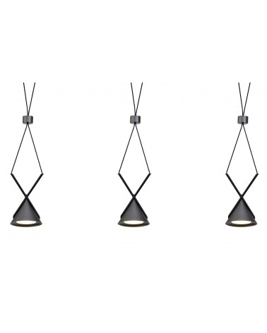 Eve Bar Pendant 3 Light, 3 x 3W LED, 3000K, 350lm, Sand Black/Grey