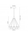 Russel Large Diamond Pendant, 10W LED, 3700K, Matt Grey, 3yrs Warranty