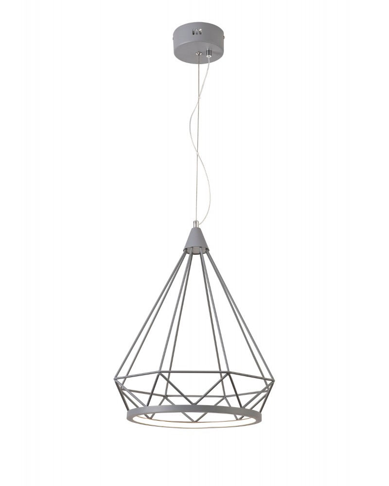 Russel Large Diamond Pendant, 10W LED, 3700K, Matt Grey, 3yrs Warranty