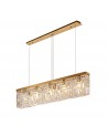 Dottie 102x9cm Rectangular Pendant Chandelier, 5 Light E14, Gold/Crystal