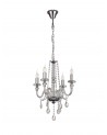 Juliette Chandelier Pendant, 4 Light E14, Polished Chrome/Clear Glass/Crystal