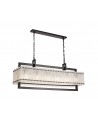 Grace Large Rectangular Pendant, 12 Light E27, Matt Black/Crystal Sand Glass