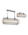 Grace Large Rectangular Pendant, 12 Light E27, Matt Black/Crystal Sand Glass
