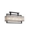 Grace Medium Rectangular Pendant, 8 Light E27, Matt Black/Crystal Sand Glass