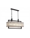 Grace Medium Rectangular Pendant, 8 Light E27, Matt Black/Crystal Sand Glass