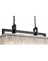 Grace Medium Rectangular Pendant, 8 Light E27, Matt Black/Crystal Sand Glass