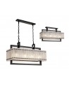 Grace Medium Rectangular Pendant, 8 Light E27, Matt Black/Crystal Sand Glass
