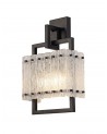 Grace Wall Lamp, 2 Light E27, Matt Black/Crystal Sand Glass