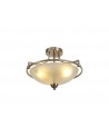 Ava Semi-Flush Ceiling, 3 Light E27, Satin Nickel/Frosted Glass