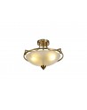 Ava Semi-Flush Ceiling, 3 Light E27, Antique Brass/Frosted Glass