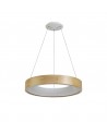 Alyssa Dimmable Pendant 47cm Round 30W LED 3000K, 1595lm, Medium Oak/Matt White, 3yrs Warranty