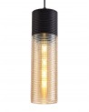 Dolly Single Tube Pendant 1 Light E27, Black/Amber Glass