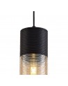 Dolly Single Tube Pendant 1 Light E27, Black/Amber Glass