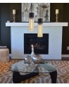 Dolly Single Tube Pendant 1 Light E27, Black/Amber Glass