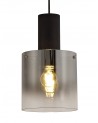 Kira Single Pendant, 1 Light Adjustable E27, Black/Smoke Fade Glass