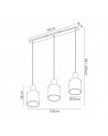 Kira Linear Pendant, 3 Light Adjustable E27, Black/Smoke Fade Glass
