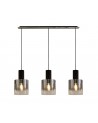 Kira Linear Pendant, 3 Light Adjustable E27, Black/Smoke Fade Glass