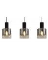 Kira Linear Pendant, 3 Light Adjustable E27, Black/Smoke Fade Glass
